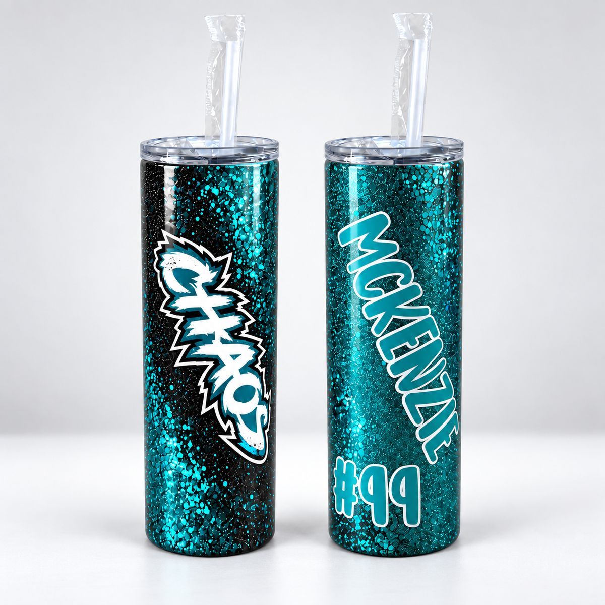Personalized CHAOS Glitter Tumbler – 20 oz or 30 oz
