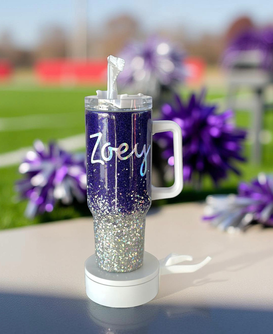 Santee Ravens 40oz glitter tumbler