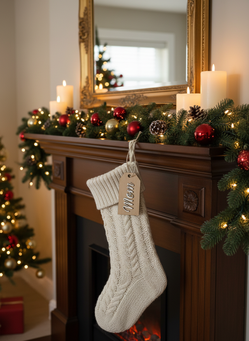 Personalized Wood Stocking Tags with Acrylic Names