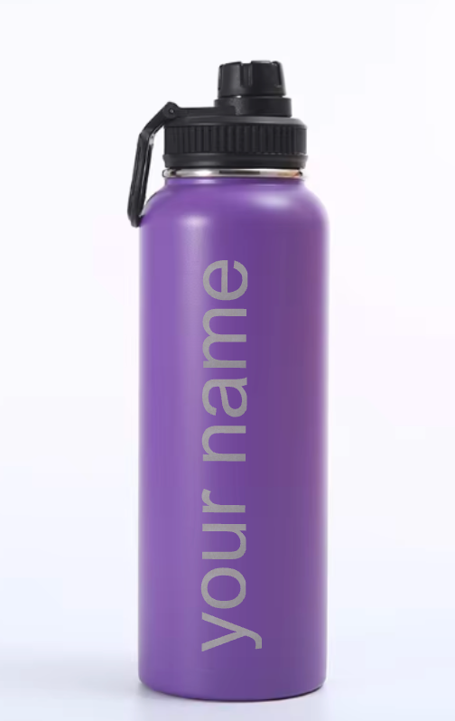 Santana Track & Field Laser Engraved 30 oz Stainless Steel Water Bottle | Custom Name + Team Logo