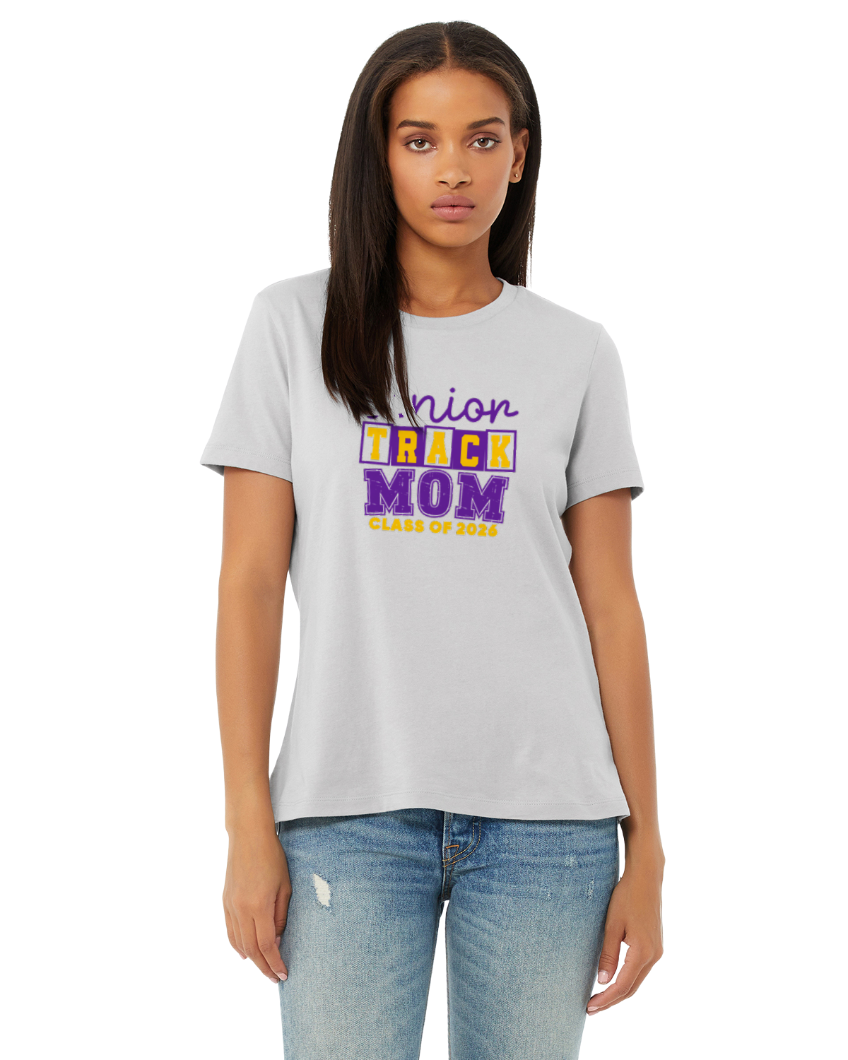 Senior Track Mom Women’s Relaxed Fit T-Shirt – Santana Track & Field Class of 2026 | Custom Spirit Wear Tee