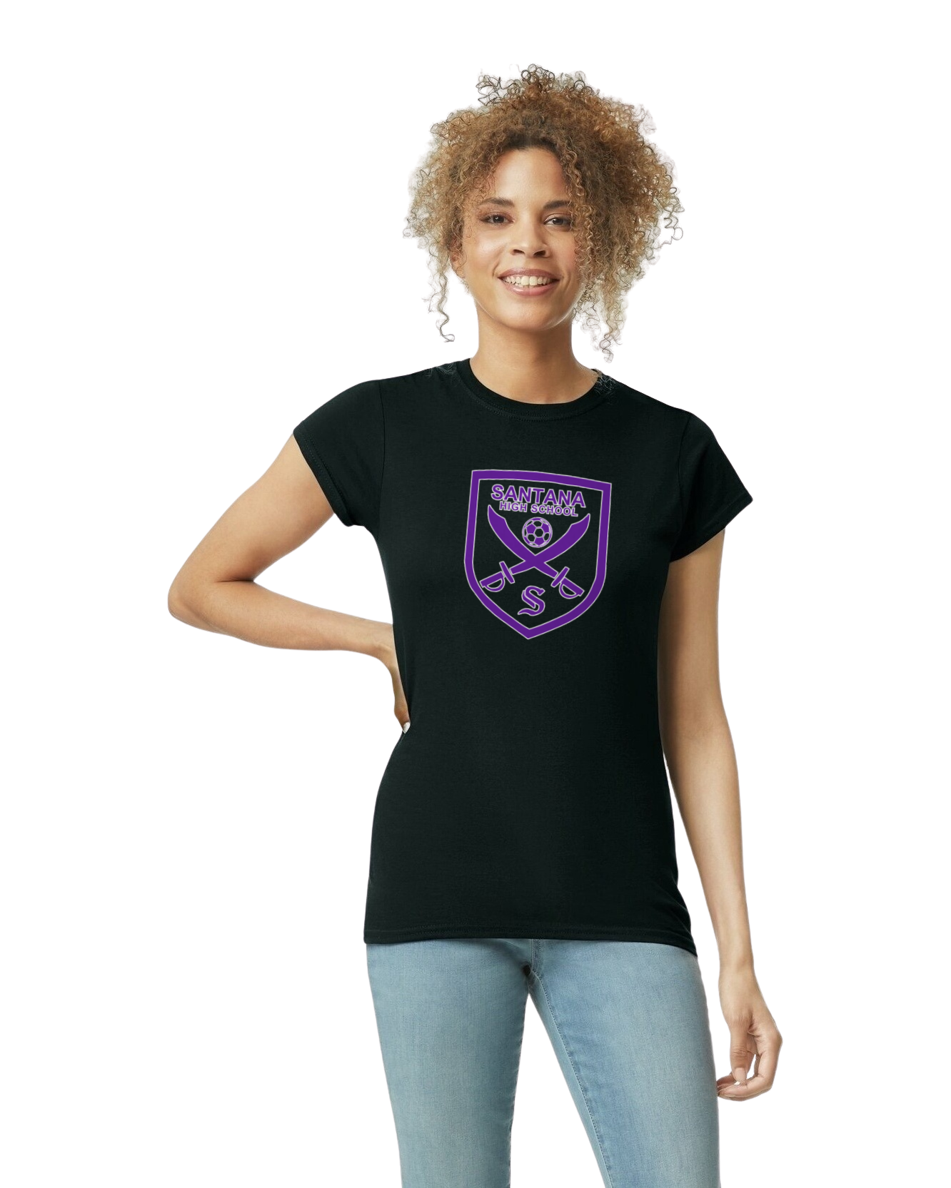 Women’s Fitted Soft Style Santana Soccer Crest T-Shirt