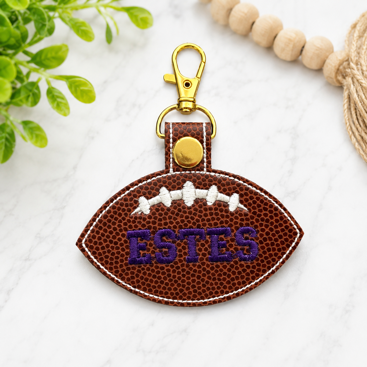 Personalized Football Leather Keychain