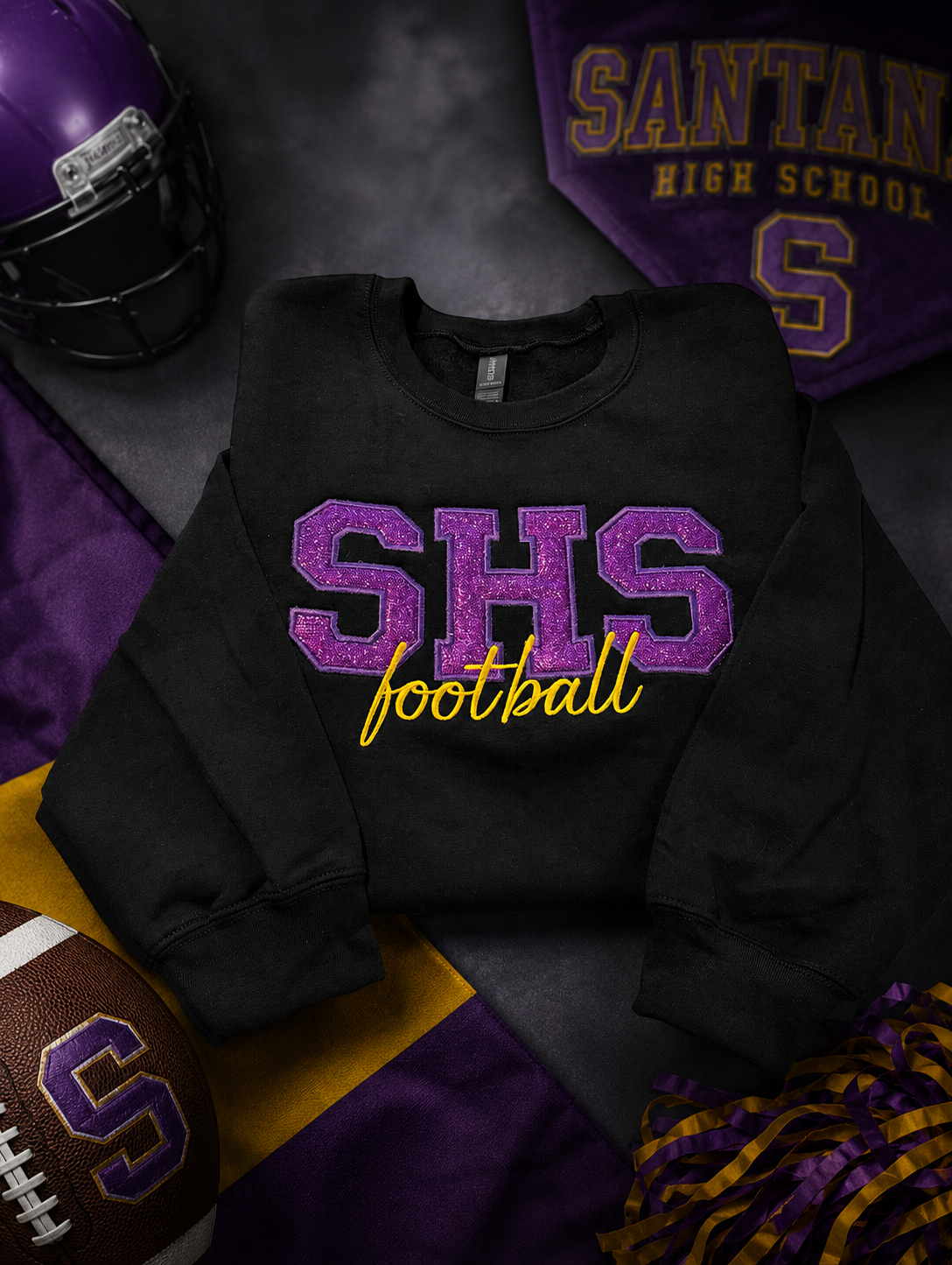 SHS Football Sequin or Glitter Sweatshirt & Hoodie