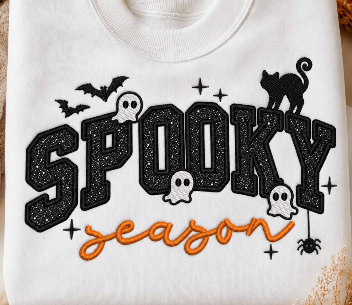 Glitter Appliqué Spooky Season Sweatshirt