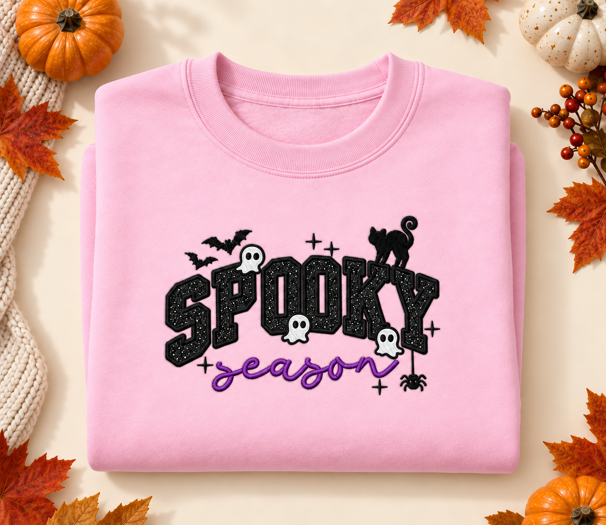 Glitter Appliqué Spooky Season Sweatshirt