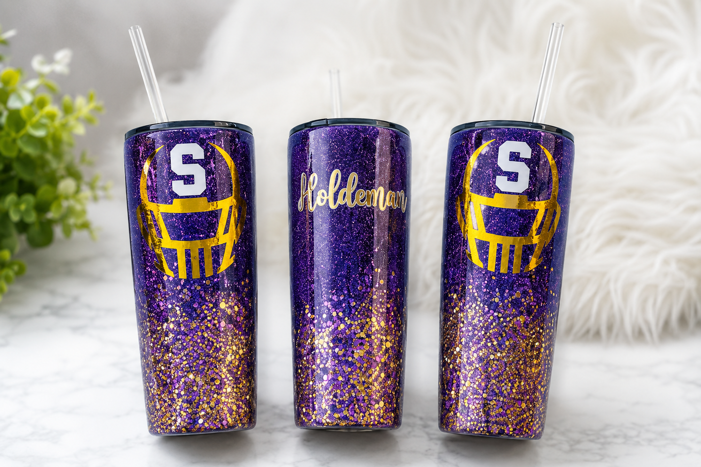 Santana Football Personalized Glitter Tumblers