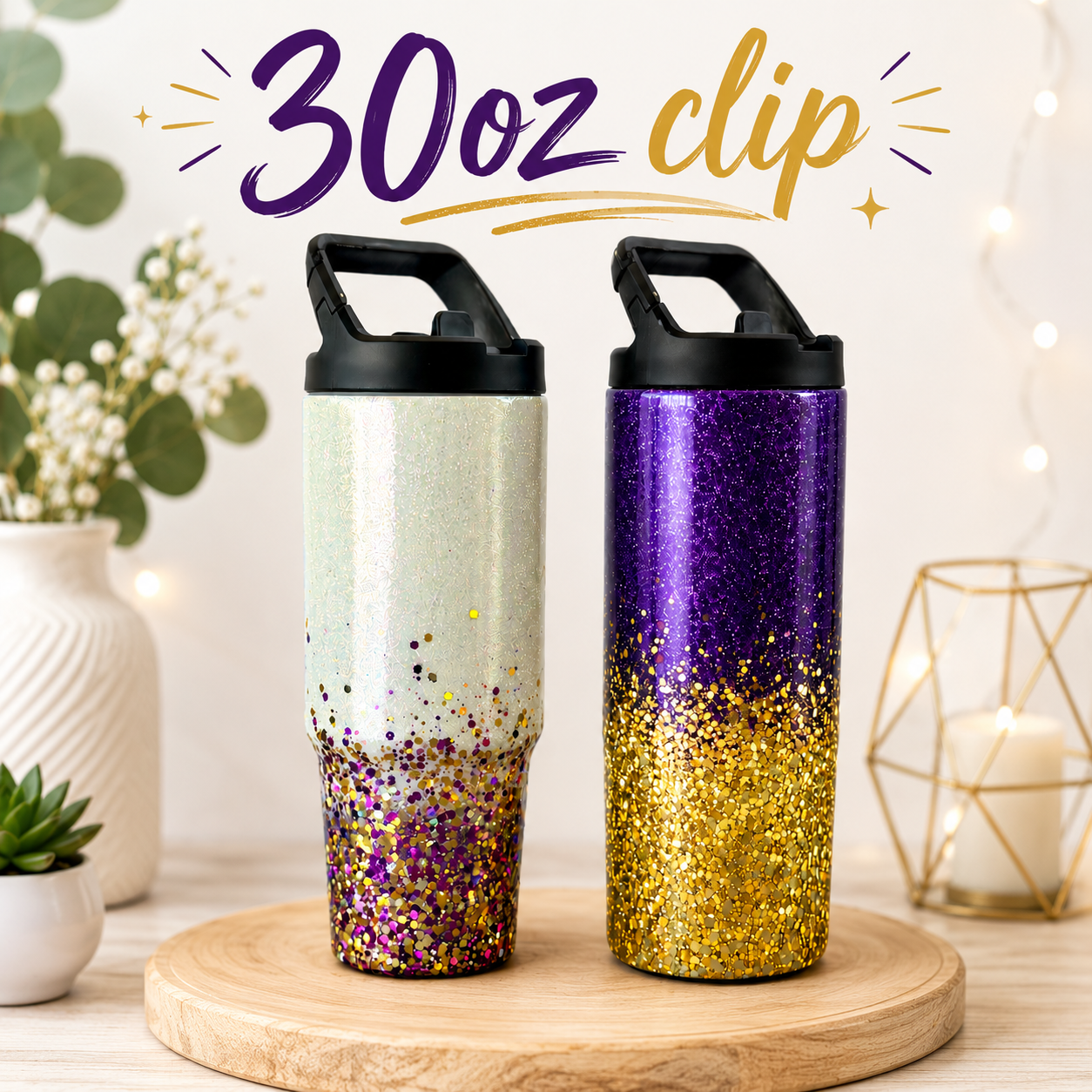 Santana Football Personalized Glitter Tumblers