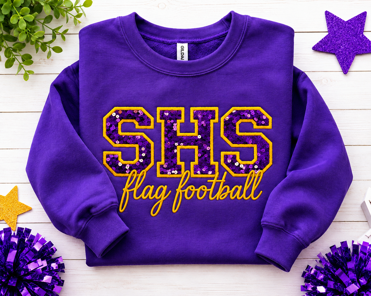 Santana Flag Football Sequin or Glitter Sweatshirt & Hoodie