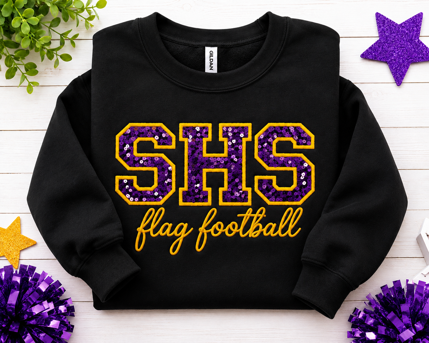 Santana Flag Football Sequin or Glitter Sweatshirt & Hoodie