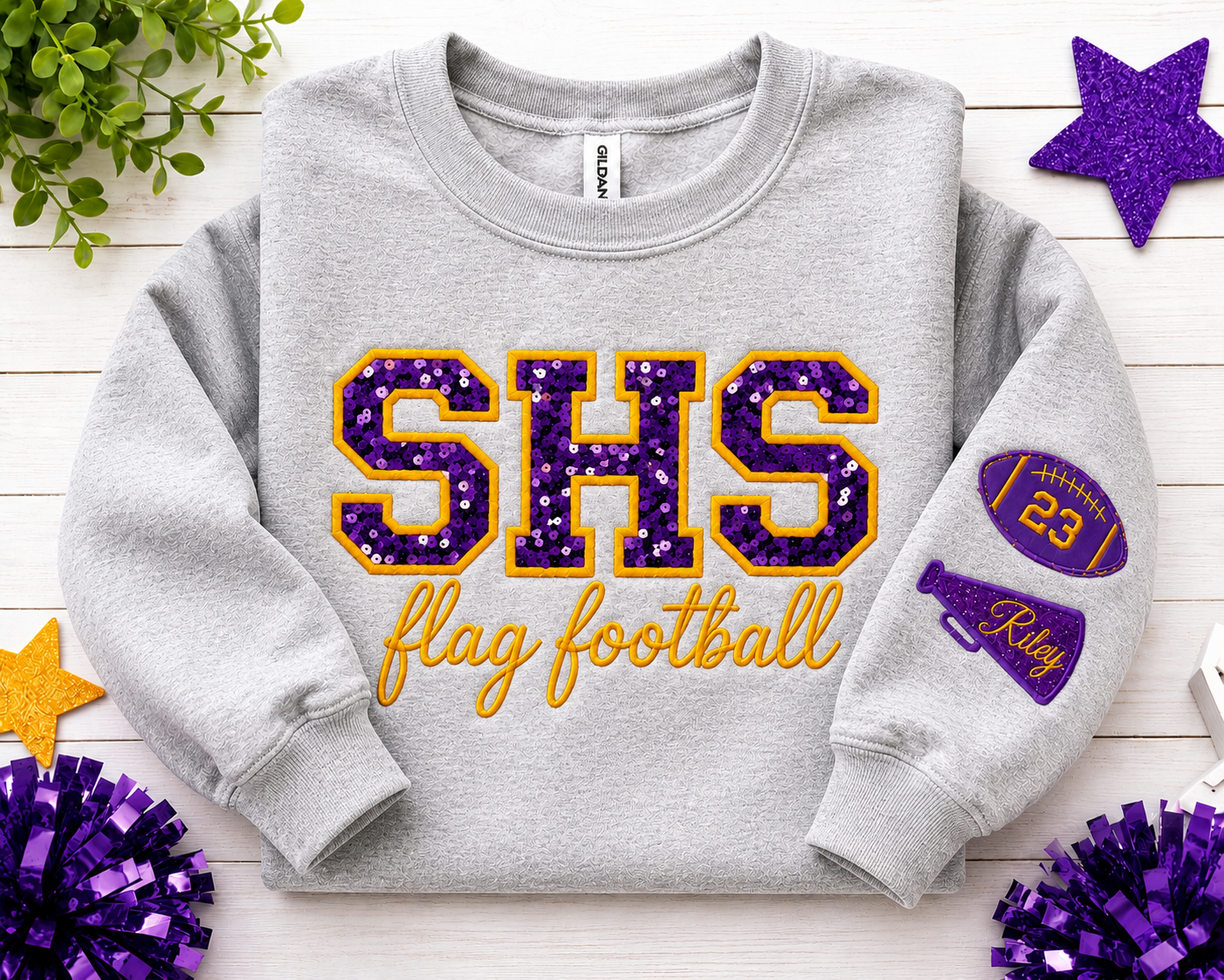Santana Flag Football Sequin or Glitter Sweatshirt & Hoodie