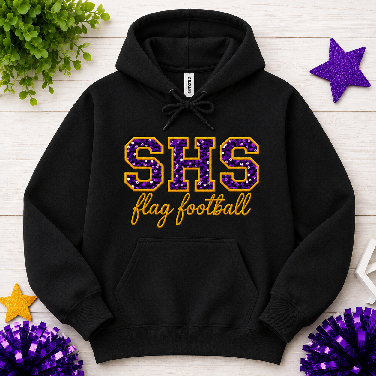 Santana Flag Football Sequin or Glitter Sweatshirt & Hoodie