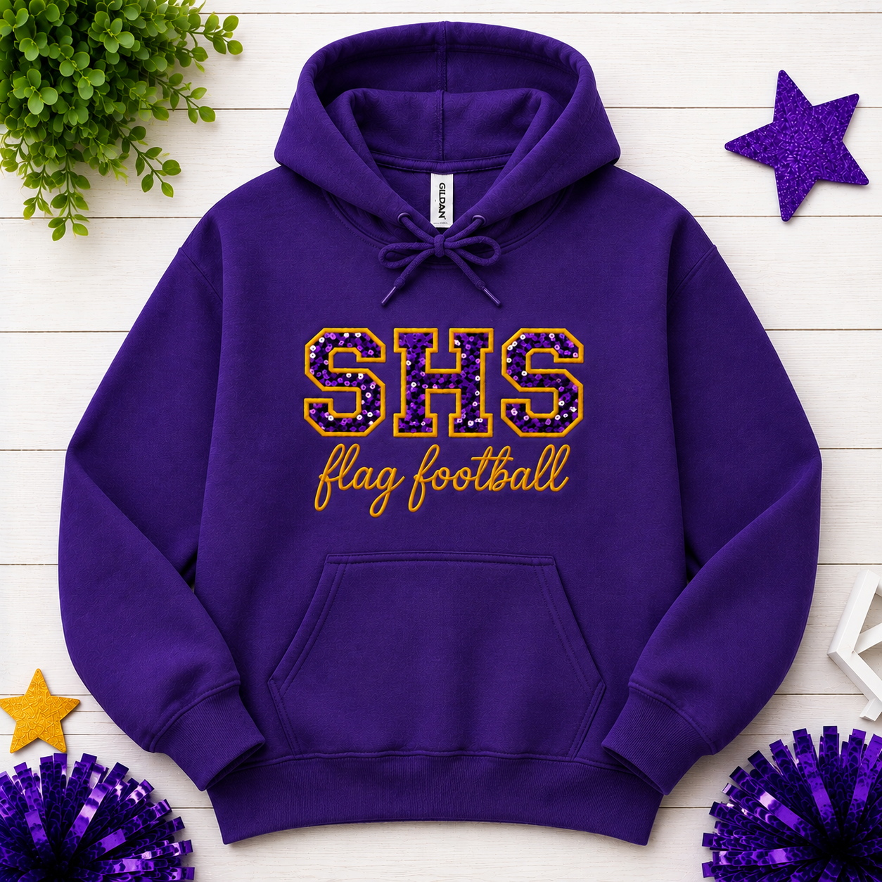 Santana Flag Football Sequin or Glitter Sweatshirt & Hoodie