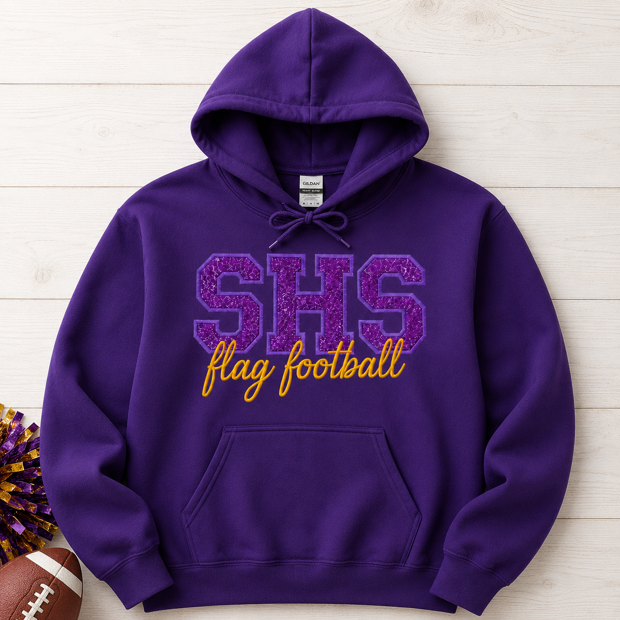 Santana Flag Football Sequin or Glitter Sweatshirt & Hoodie