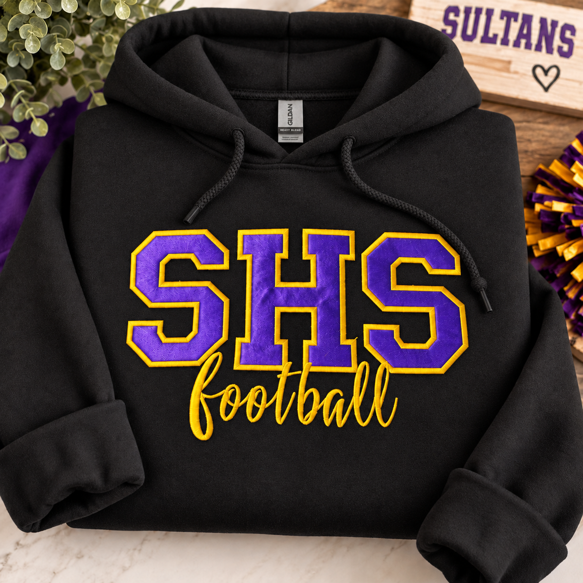 Custom Varsity Appliqué Sweatshirt | Personalized School Initials or Mascot | Gildan Crewneck or Hoodie