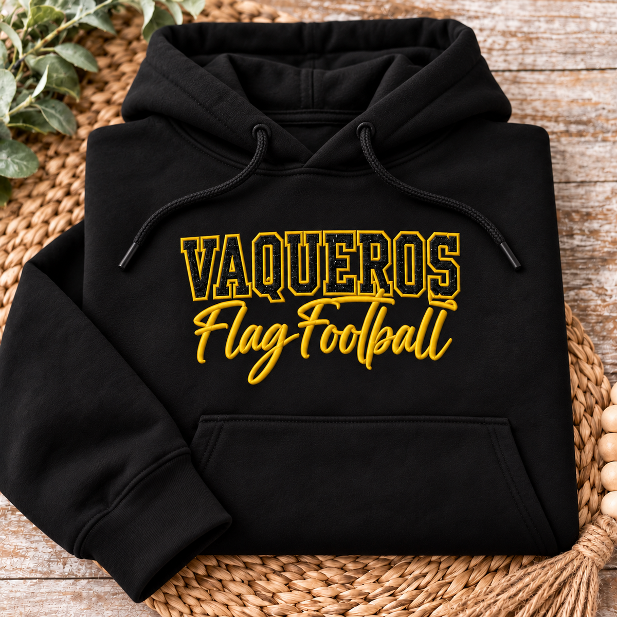 Vaqueros Flag Football Glitter Appliqué Crewneck or Hoodie