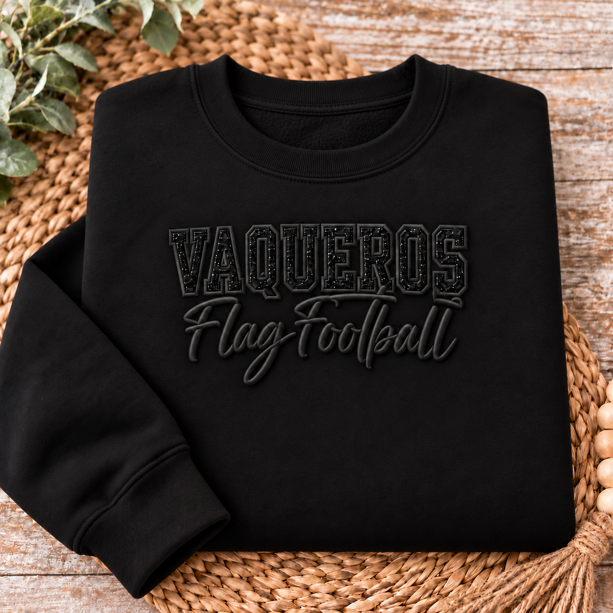Vaqueros Flag Football Glitter Appliqué Crewneck or Hoodie