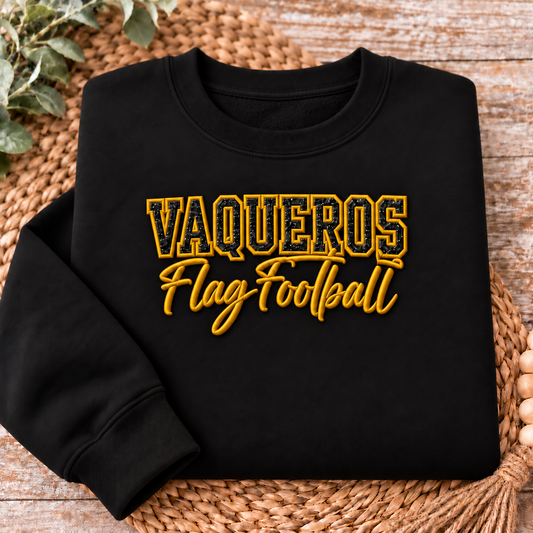 Vaqueros Flag Football Glitter Appliqué Crewneck or Hoodie