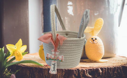 Personalized easter basket cross tag