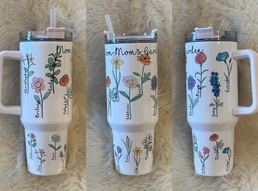 40oz birth month flower tumbler