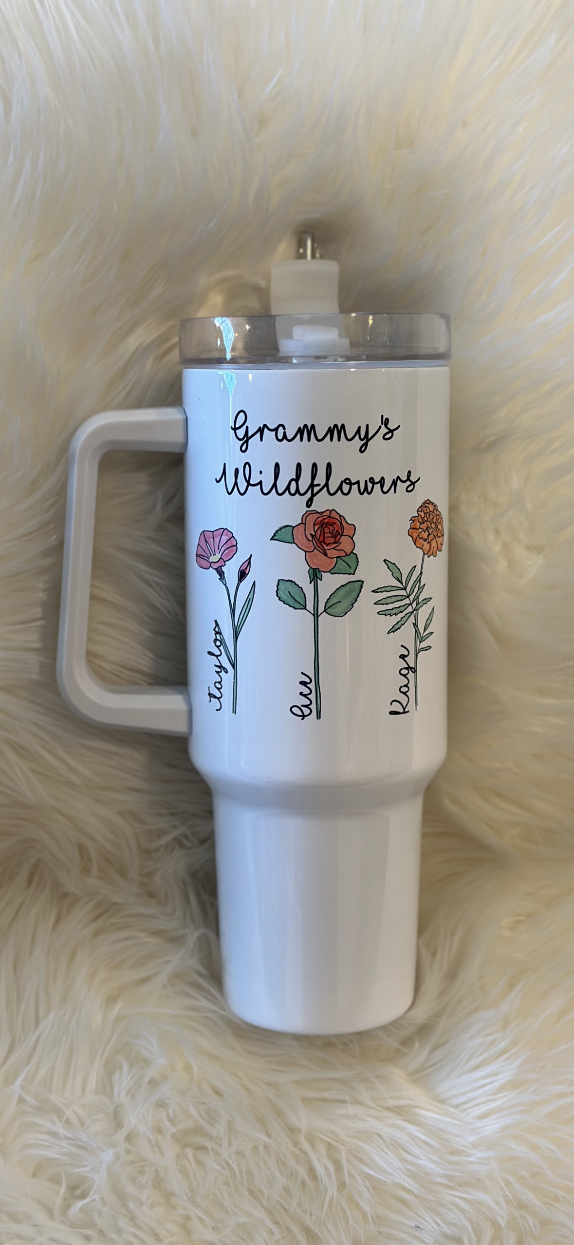 40oz birth month flower tumbler
