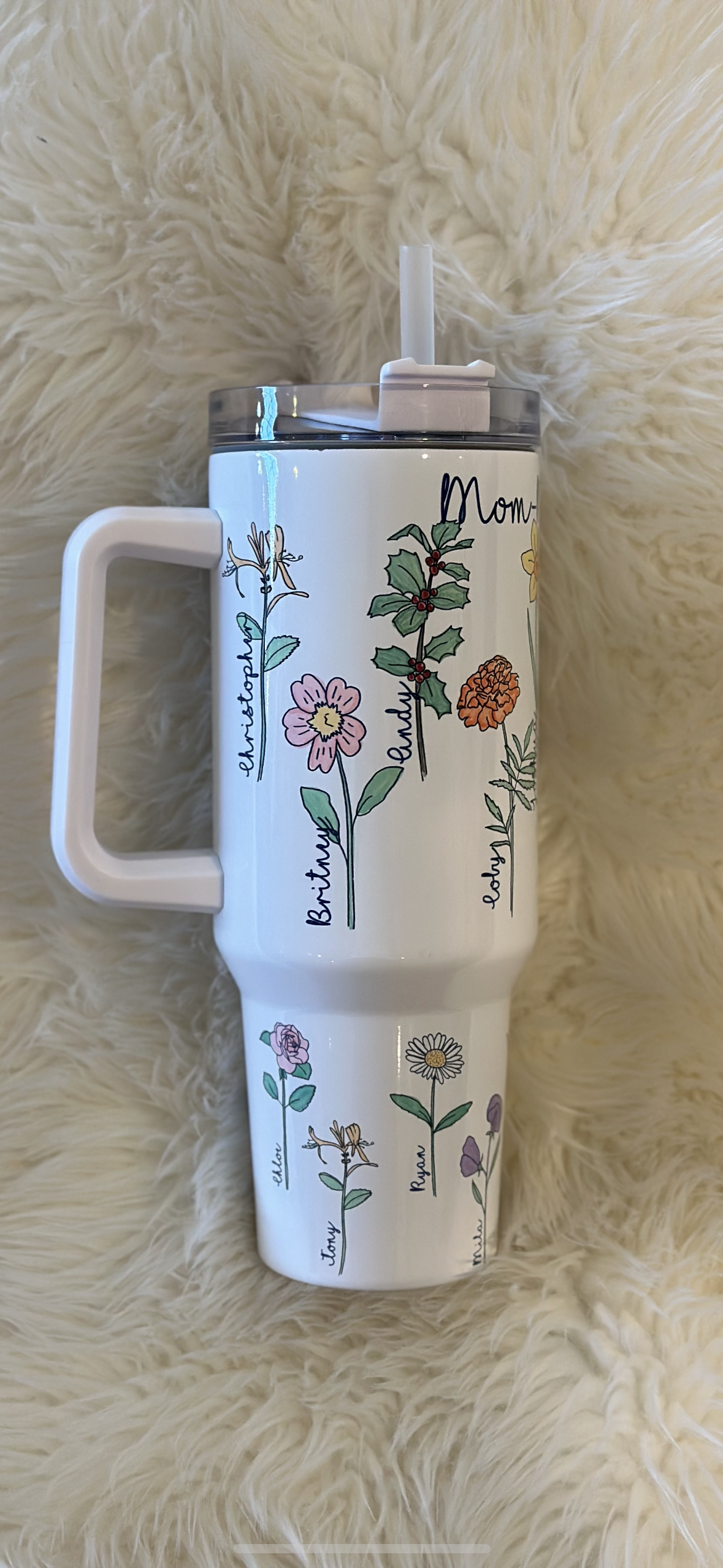 40oz birth month flower tumbler