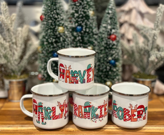 8oz kids ceramic coated metal camp mug
