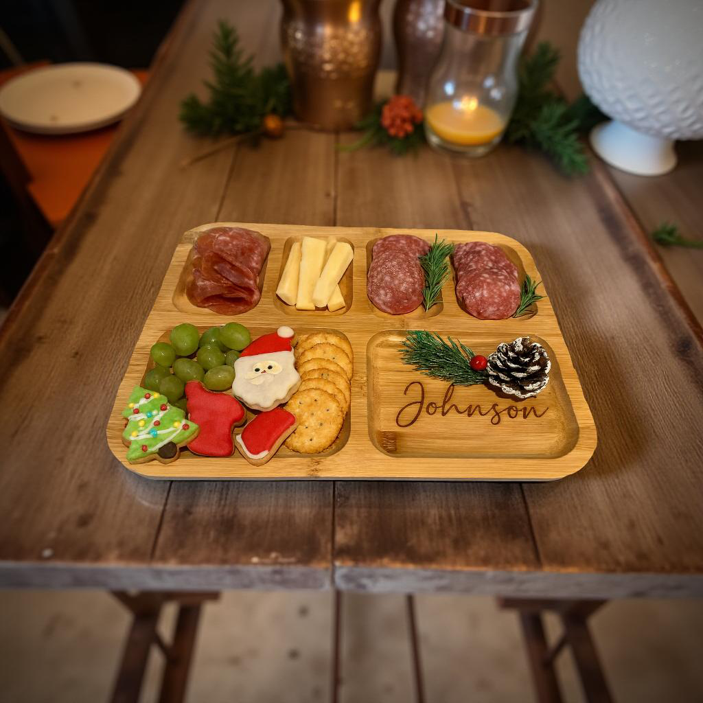 Custom Bamboo Charcuterie Board Serving Tray with Lid