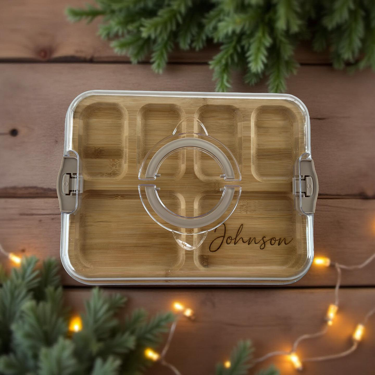 Custom Bamboo Charcuterie Board Serving Tray with Lid