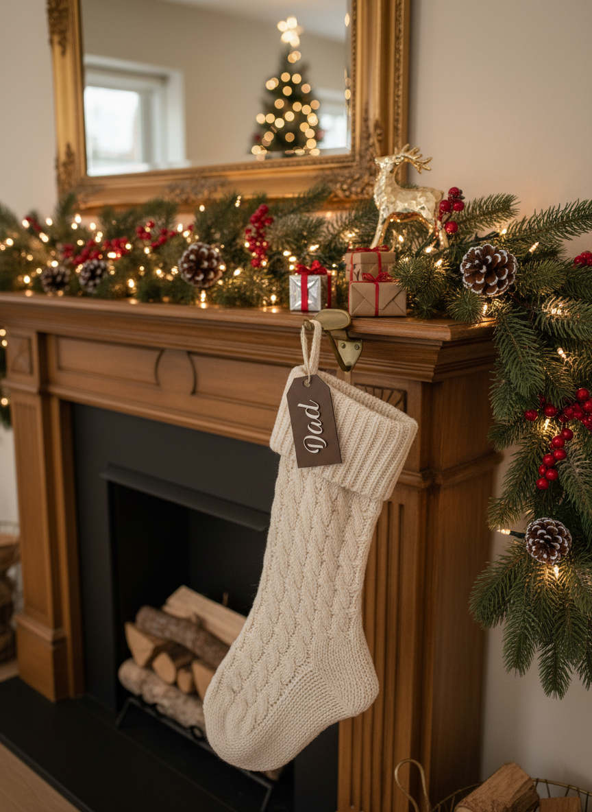 Personalized Wood Stocking Tags with Acrylic Names