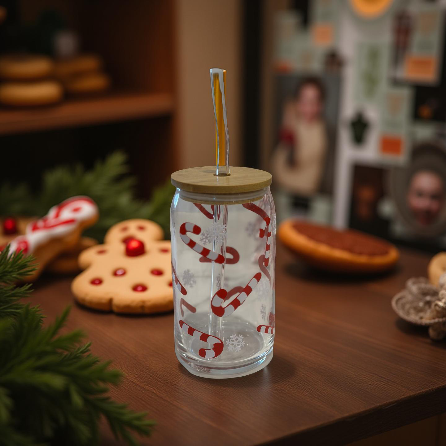Christmas Glass Can Cup