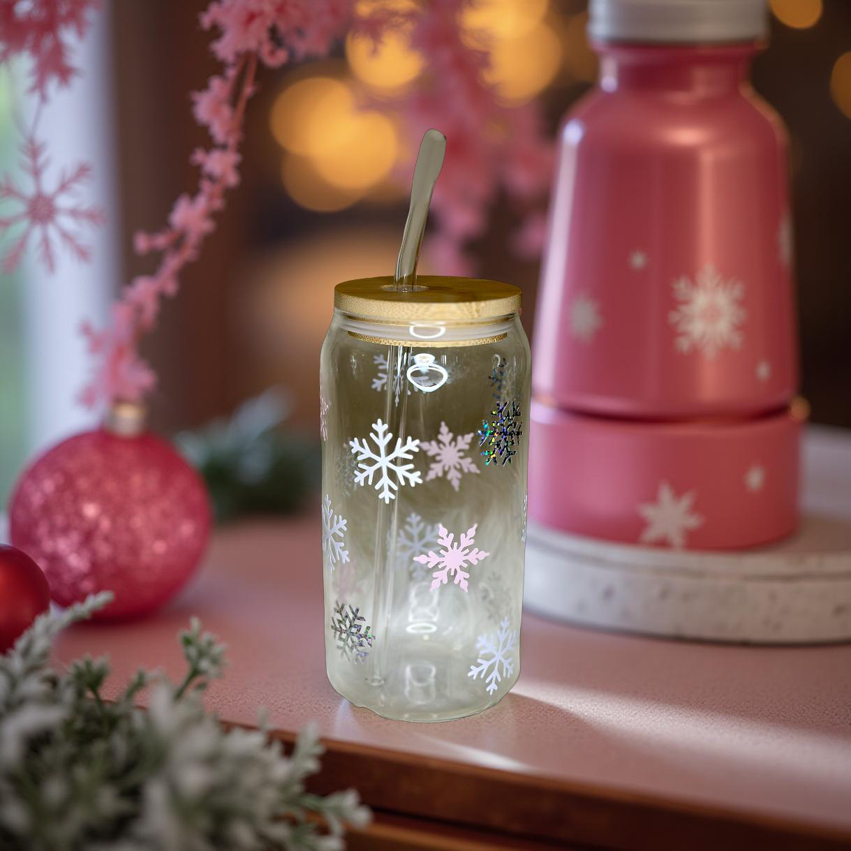 Christmas Glass Can Cup