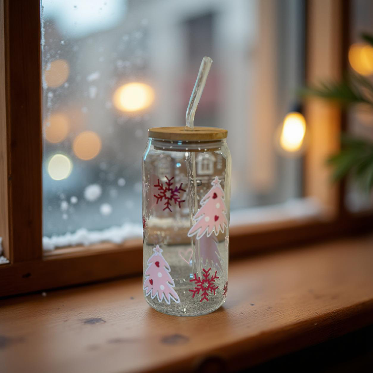 Christmas Glass Can Cup