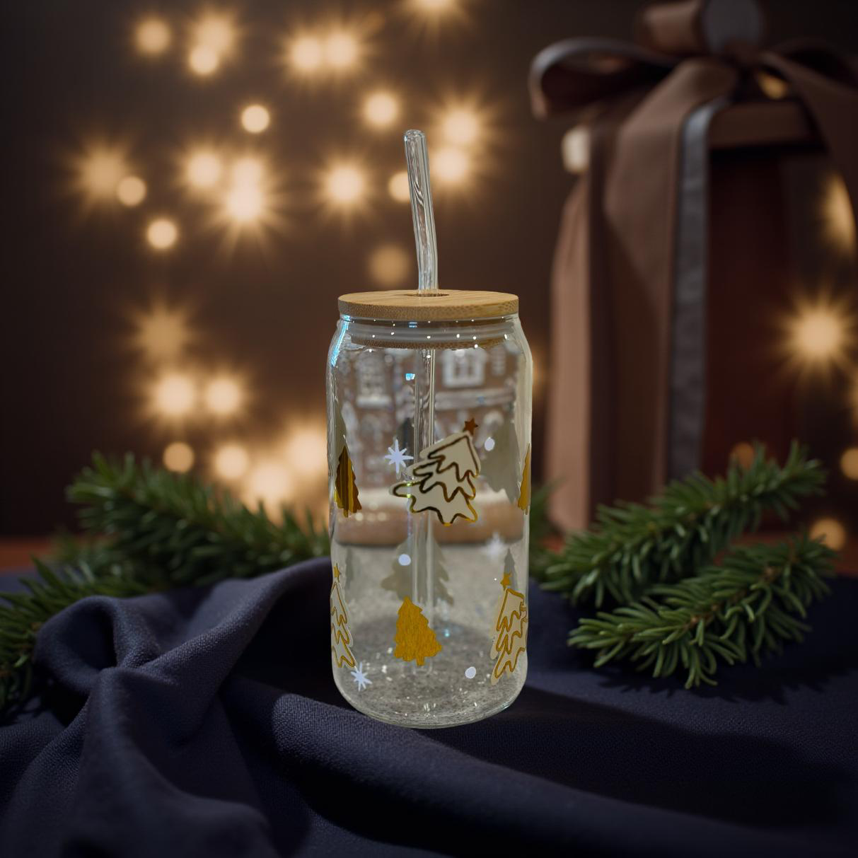 Christmas Glass Can Cup