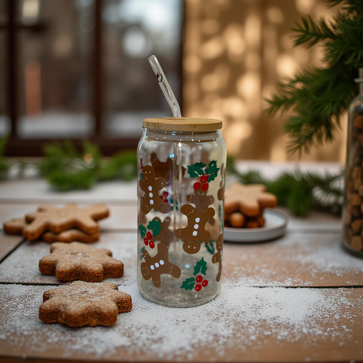 Christmas Glass Can Cup