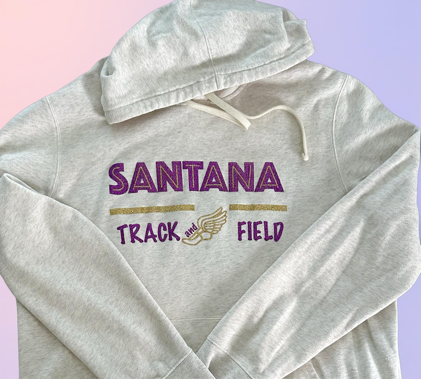 Santana Track & Field Glitter Hoodie – Unisex Spirit Wear Sweatshirt | Custom Sultans Track Hoodie