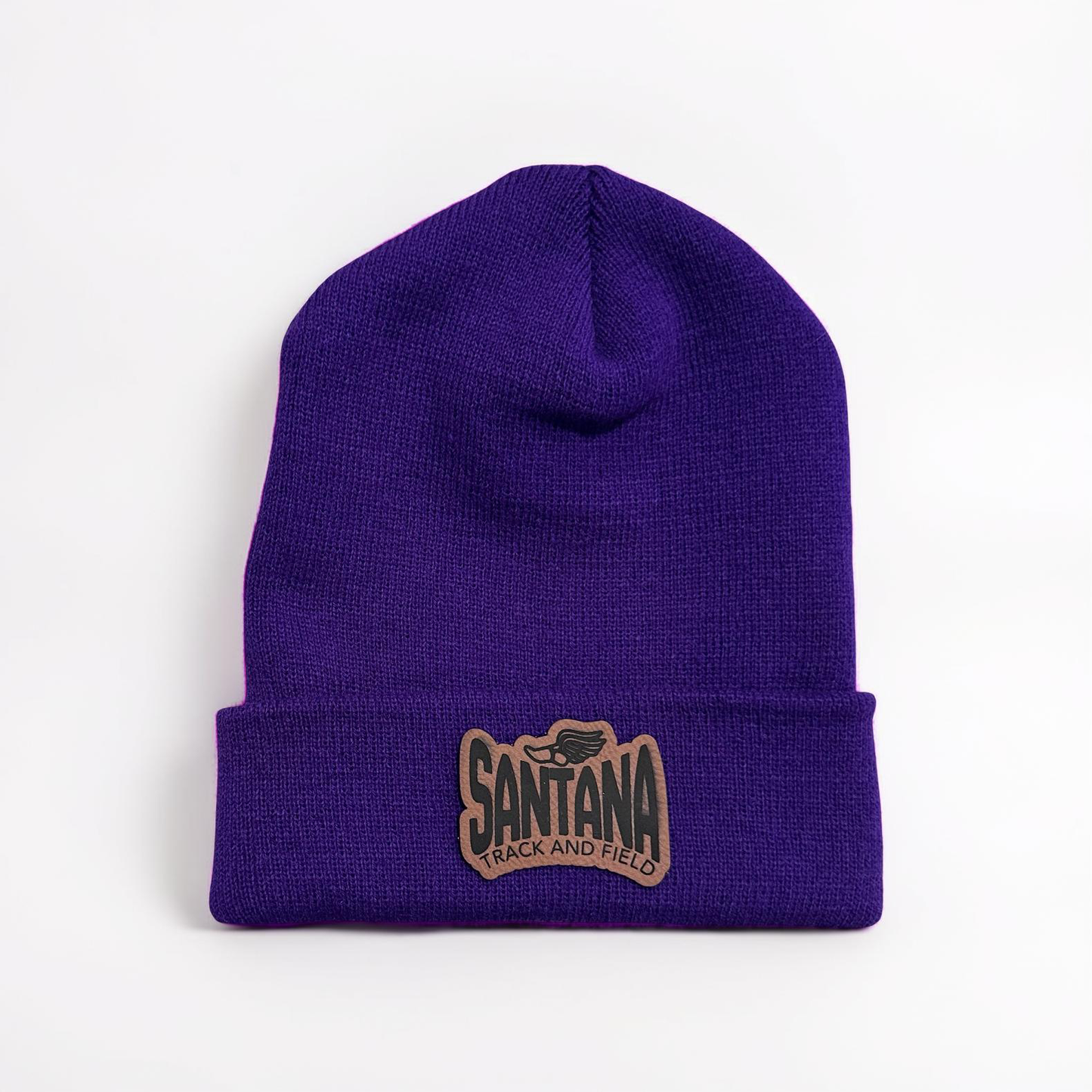 Knit Beanie with Leather Patch – Santana Track & Field / SHS