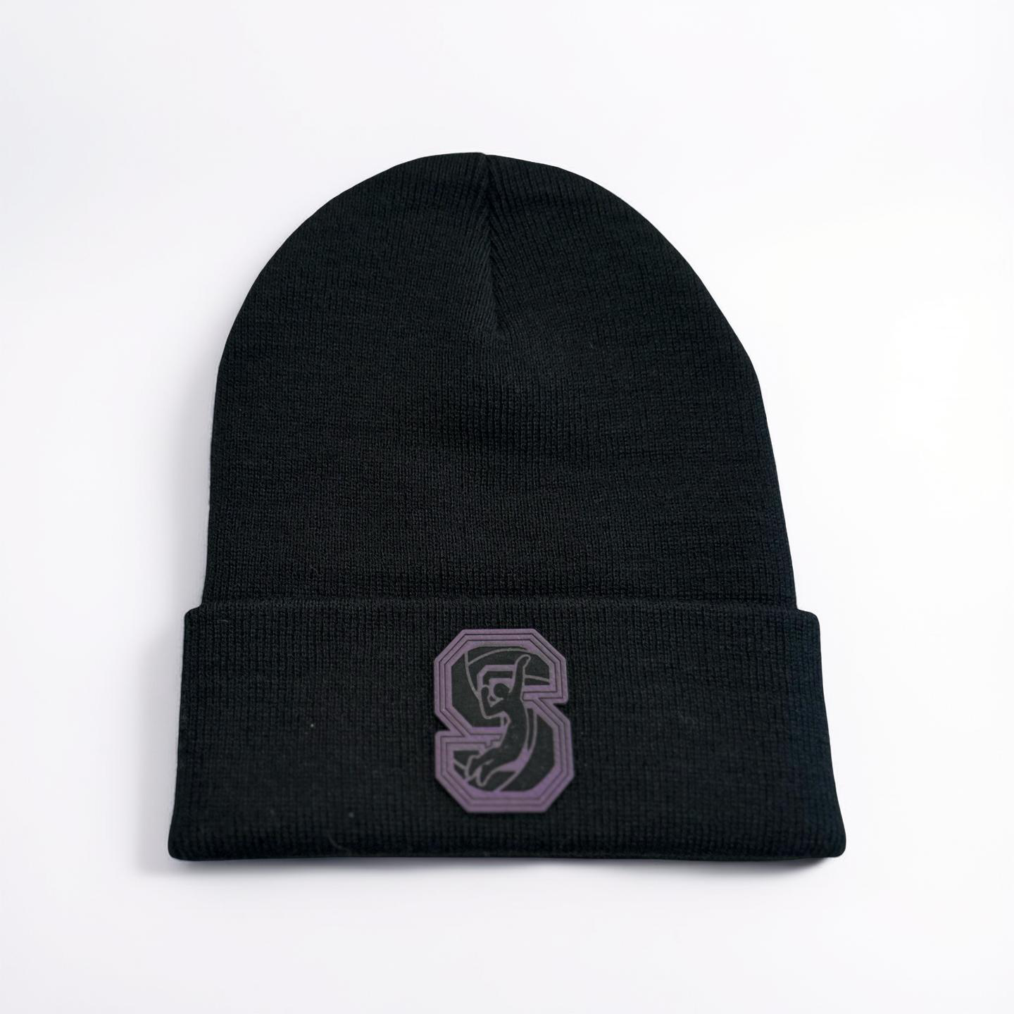 Santana Volleyball Knit Beanie | Purple Leather Patch |