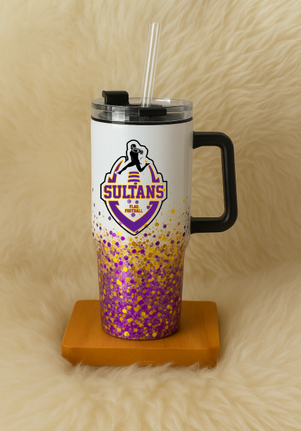 SHS Flag Football 40oz glitter tumbler