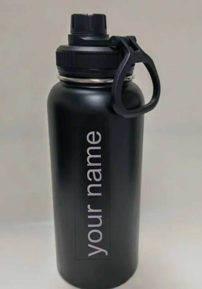 Santana Track & Field Laser Engraved 30 oz Stainless Steel Water Bottle | Custom Name + Team Logo