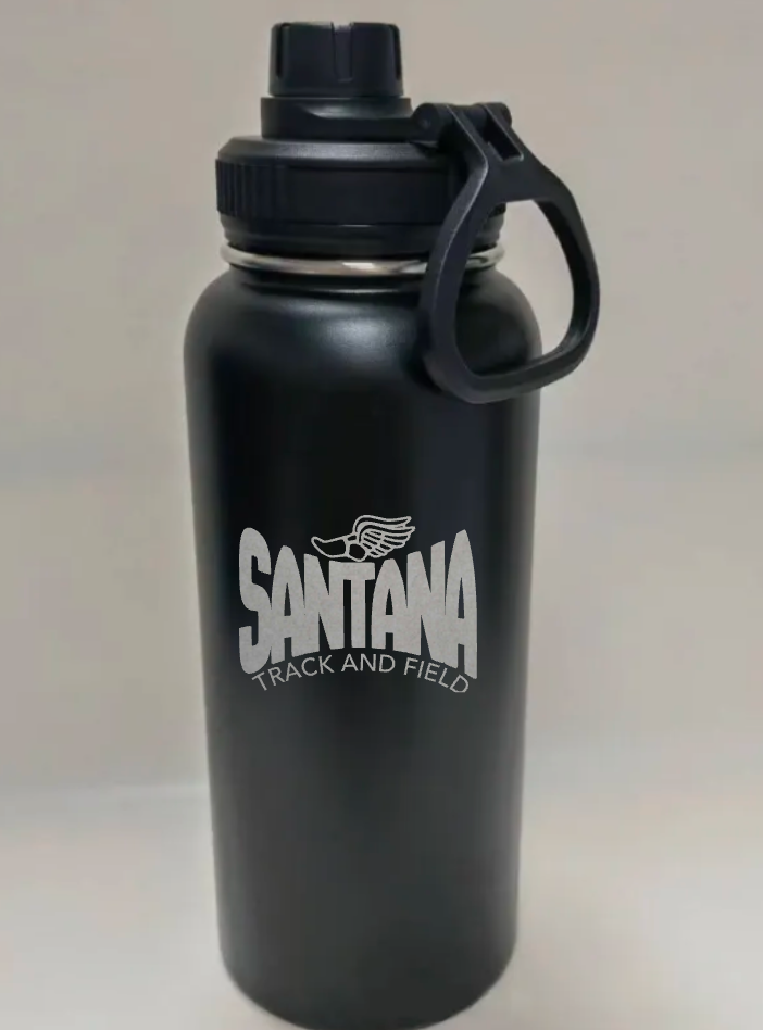 Santana Track & Field 30 oz Powder Coated Stainless Steel Water Bottle – Laser Engraved