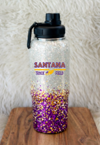Santana Track & Field 30 oz Glitter Stainless Steel Water Bottle