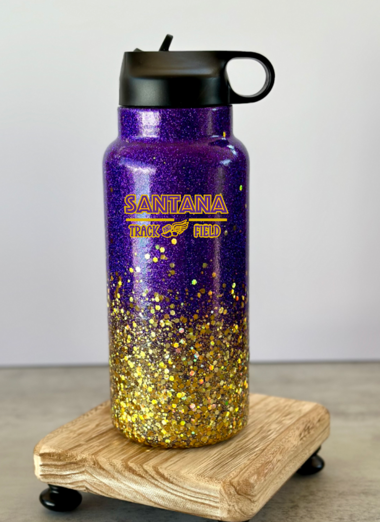 Santana Track & Field 30 oz Glitter Stainless Steel Water Bottle