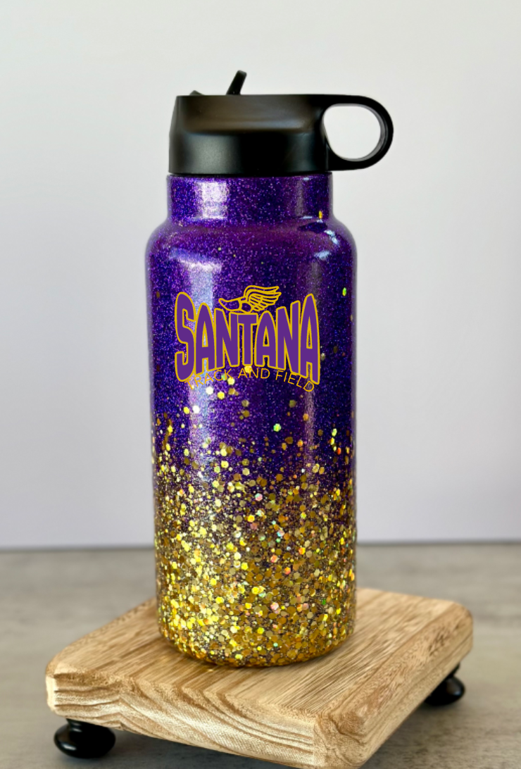Santana Track & Field 30 oz Glitter Stainless Steel Water Bottle