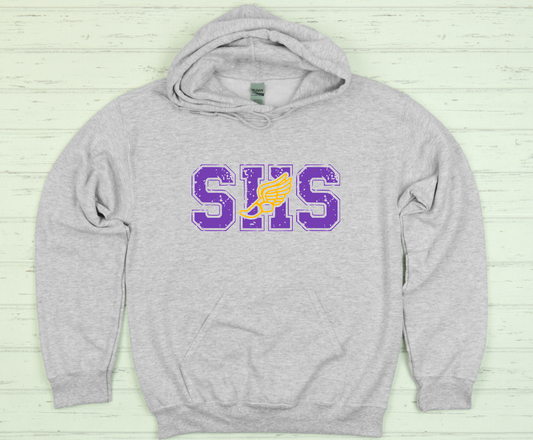 SHS Track Grunge Logo Hoodie | Gildan Unisex Hoodie | Santana Track & Field Spirit Wear