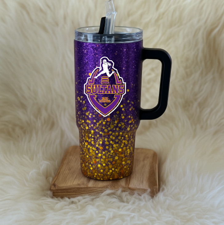 SHS Flag Football 40oz glitter tumbler