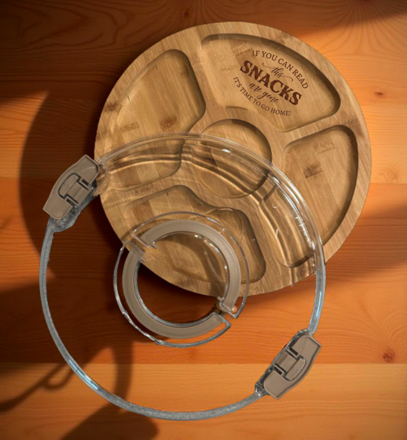 Custom Bamboo Charcuterie Board Serving Tray with Lid