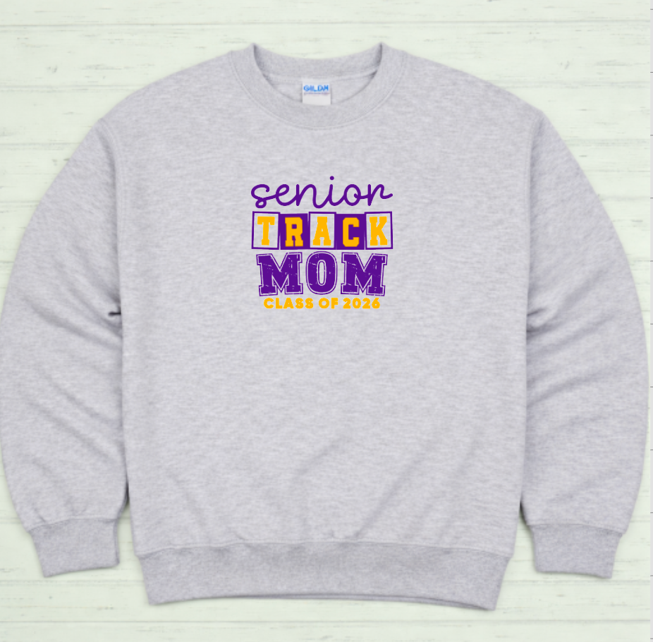 Senior Track Mom Crewneck Sweatshirt – Santana Track & Field Class of 2026 | Custom Spirit Wear