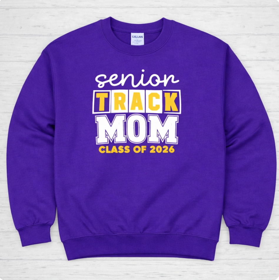 Senior Track Mom Crewneck Sweatshirt – Santana Track & Field Class of 2026 | Custom Spirit Wear