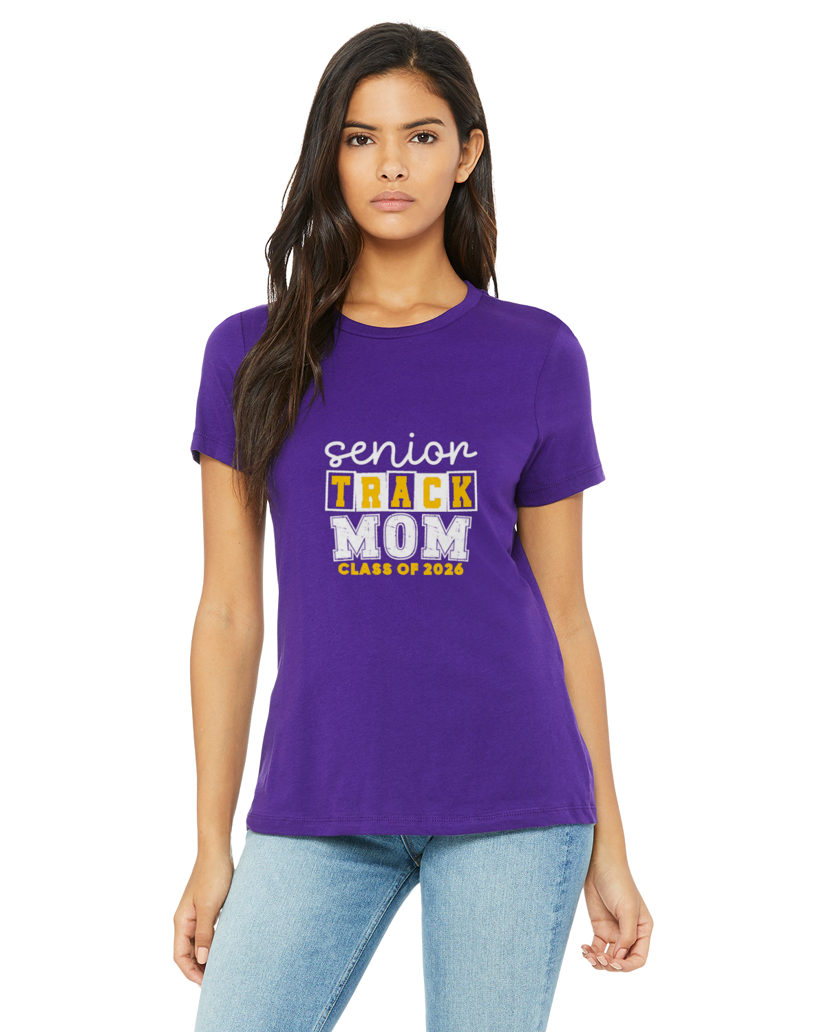 Senior Track Mom Women’s Relaxed Fit T-Shirt – Santana Track & Field Class of 2026 | Custom Spirit Wear Tee
